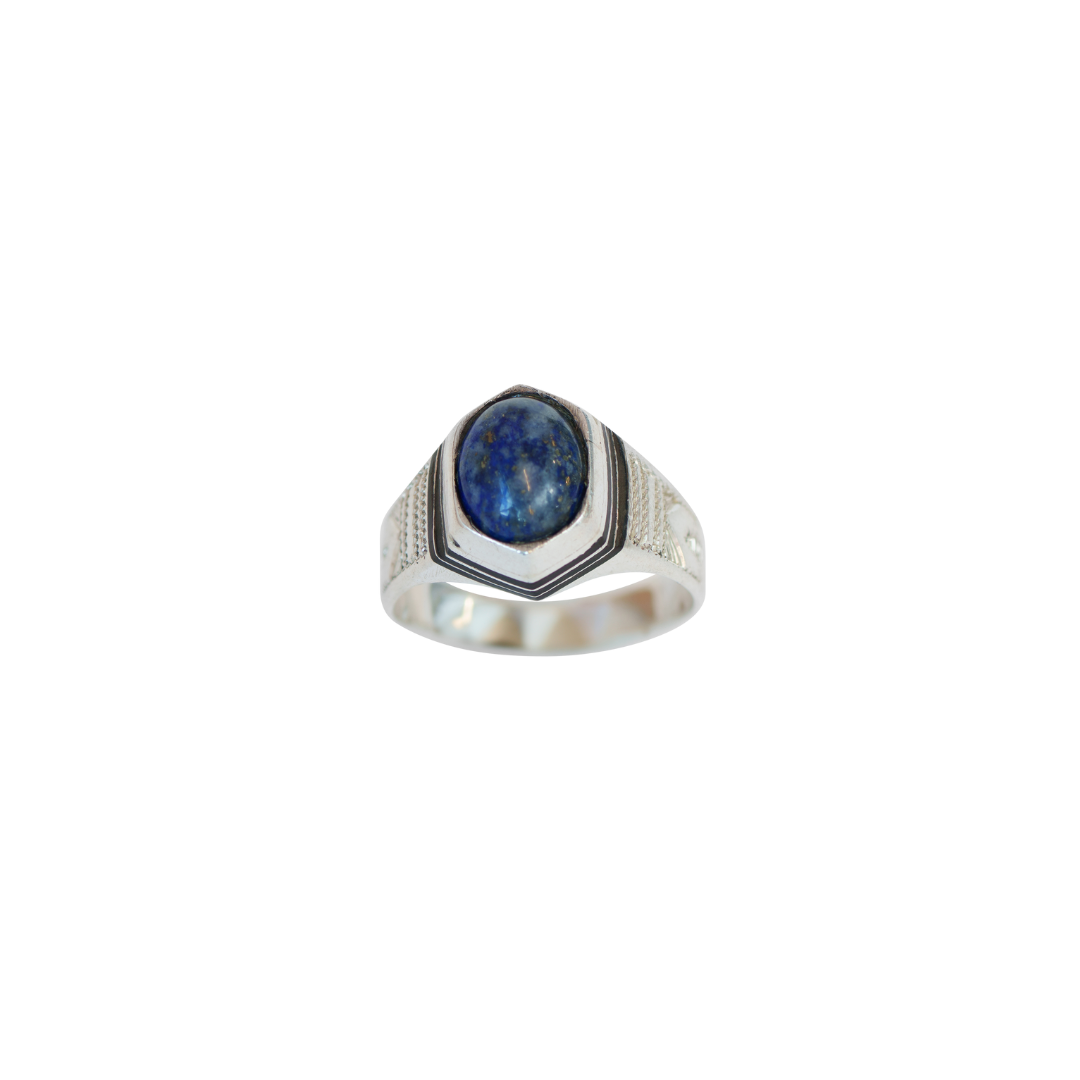 Sterling Silver Ebony and Lapis Lazuli Ring
