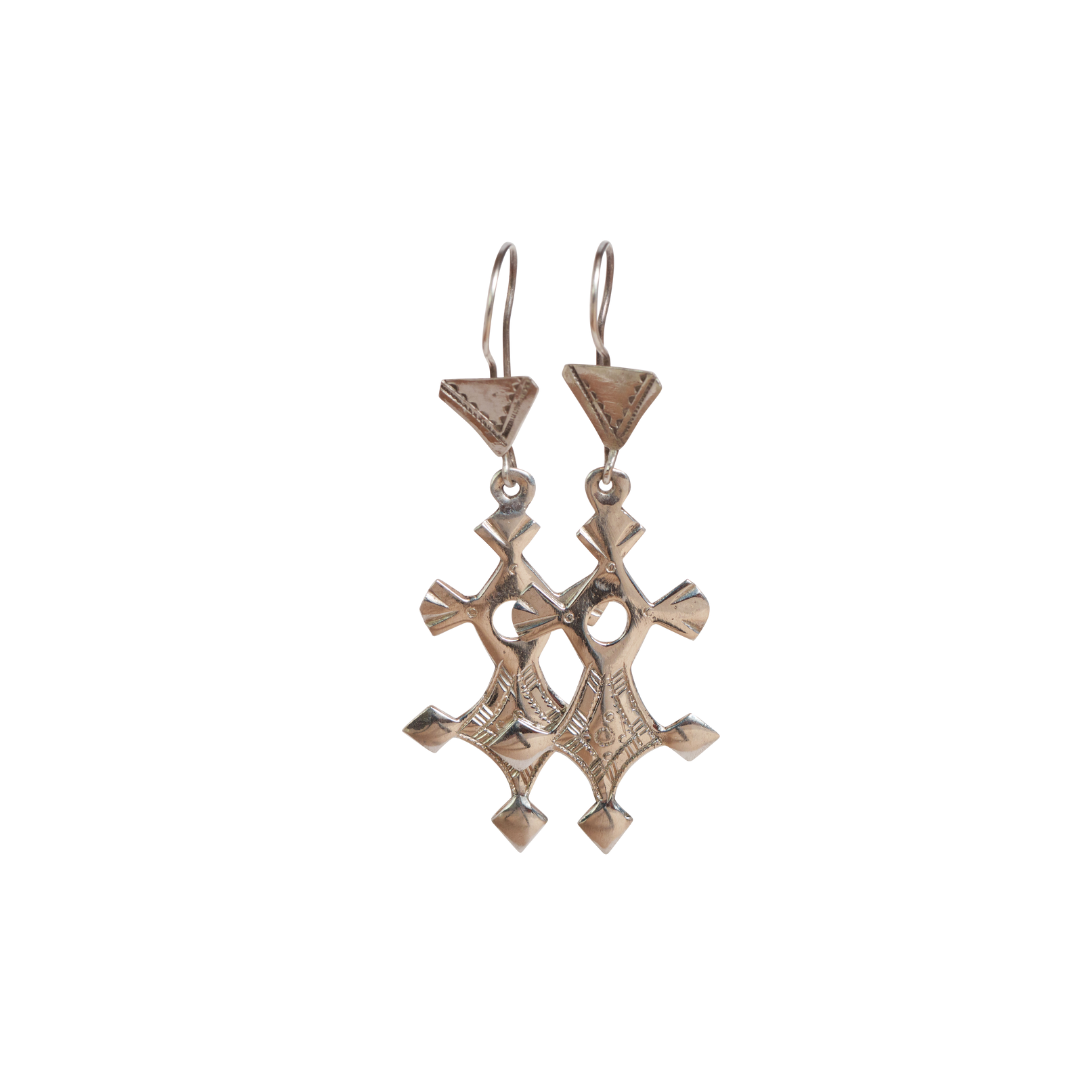 Cross of Agadez Traditional Tuareg Silver Earrings