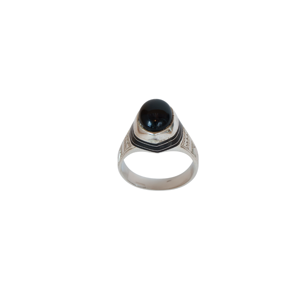Sterling Silver Ebony and Black Onyx Ring