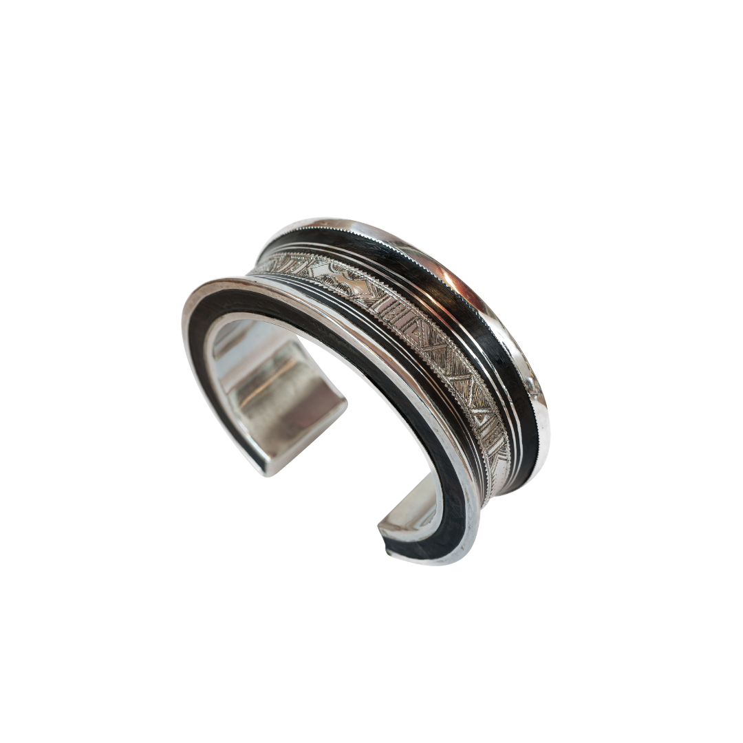 Traditional Tureg Silver and Ebony Bracelet