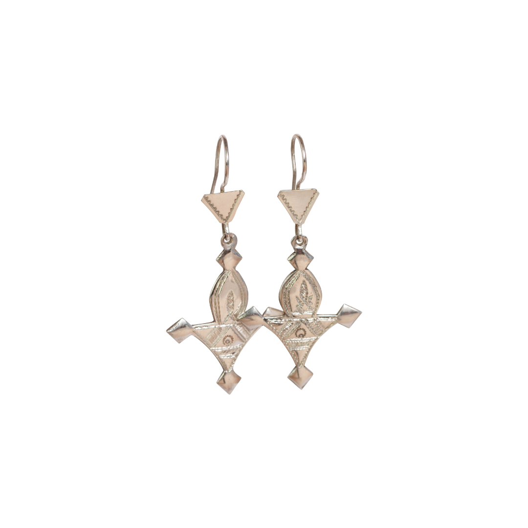 Agadez Tuareg Silver Earrings Half Star