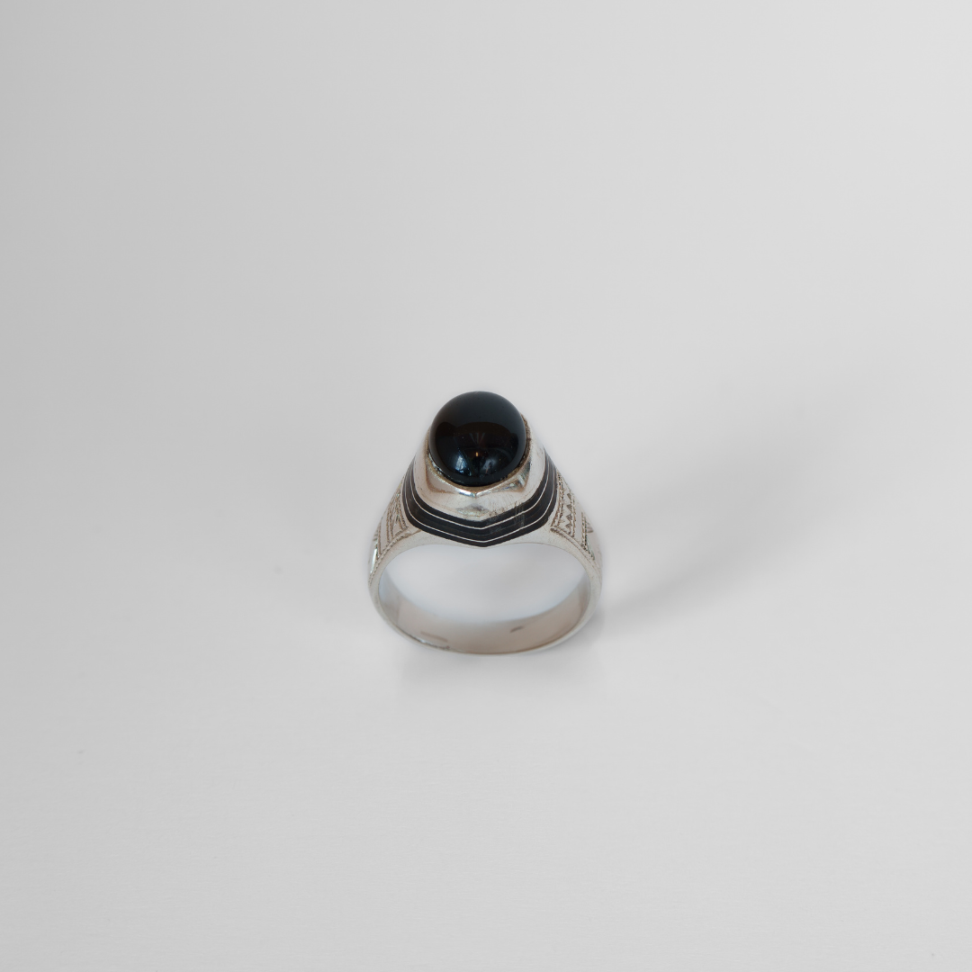 Sterling Silver Ebony and Black Onyx Ring