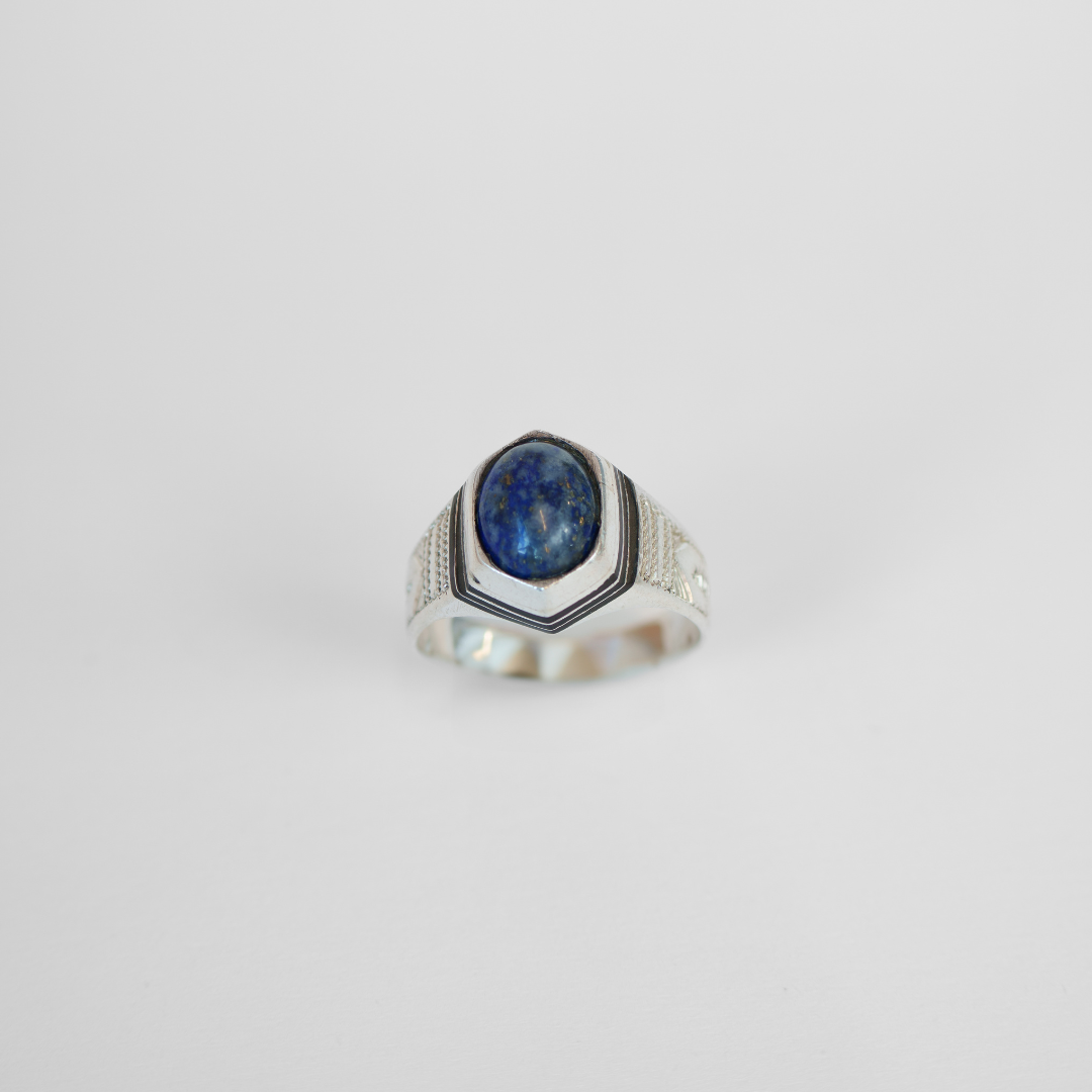 Sterling Silver Ebony and Lapis Lazuli Ring