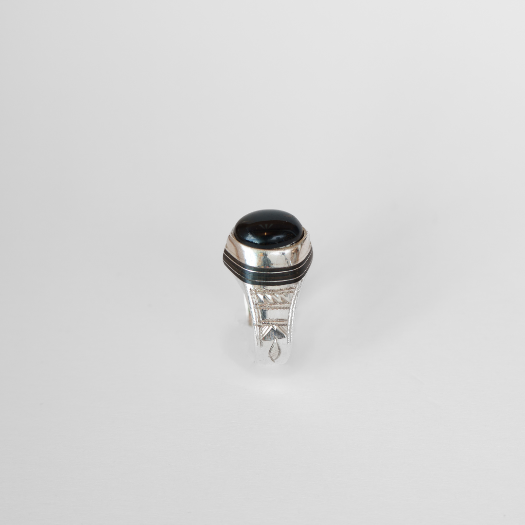 Sterling Silver Ebony and Black Onyx Ring