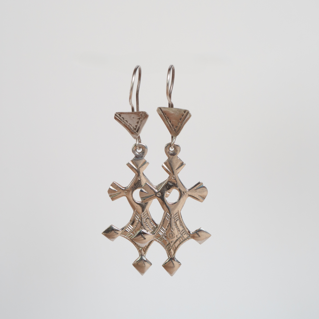 Cross of Agadez Traditional Tuareg Silver Earrings