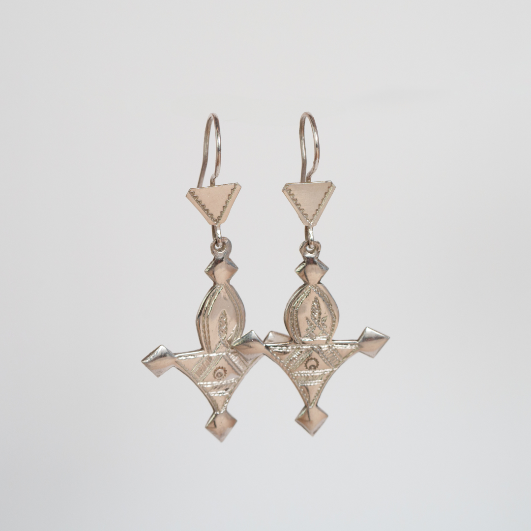 Agadez Tuareg Silver Earrings Half Star