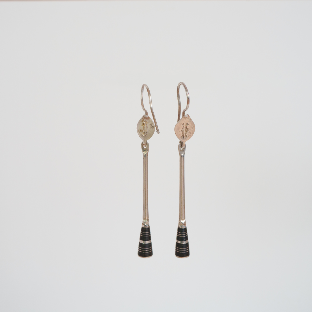 Ebony and Sterling Silver Drumstick Earrings